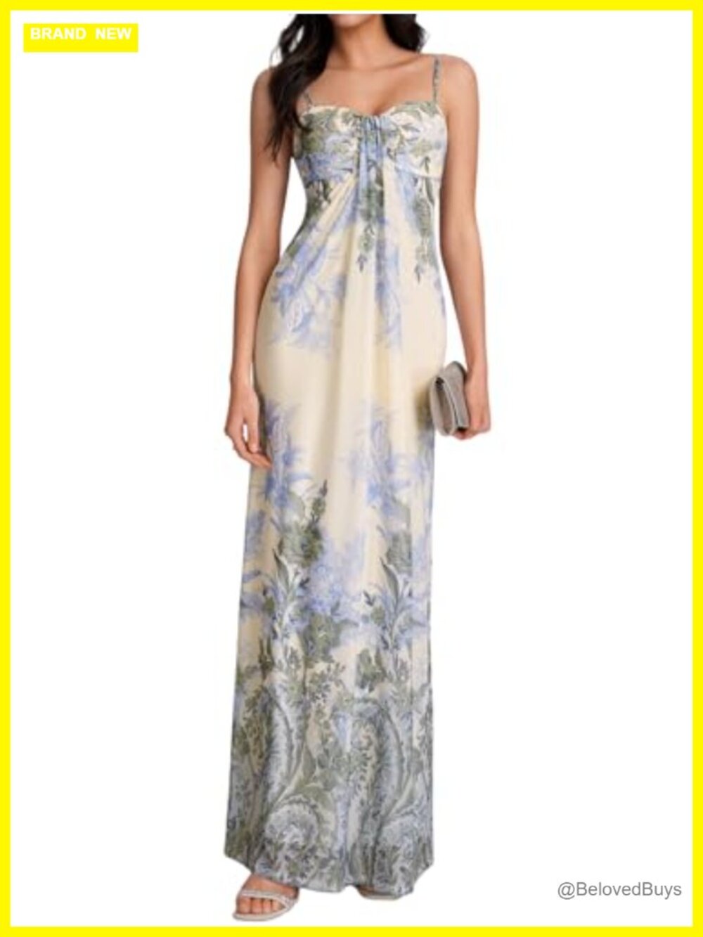 Women's Floral Maxi Bodycon Dress Sleeveless Spaghetti Strap Wedding Guest Beach